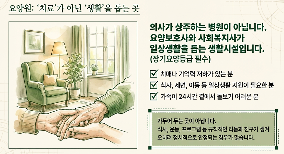 요양원: 치료가 아닌 생활을 돕는 곳