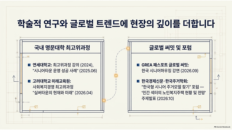 학술적 연구와 글로벌 트렌드에 현장의 깊이를 더합니다