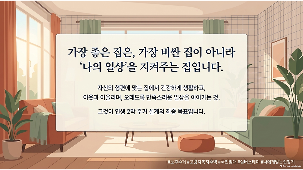 가장 좋은 집은, 가장 비싼 집이 아니라 나의 일상을 지켜주는 집입니다