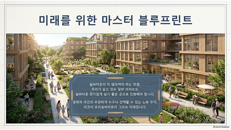 미래를 위한 마스터 블루프린트: 여러 세대가 어울리는 녹지 아파트 단지