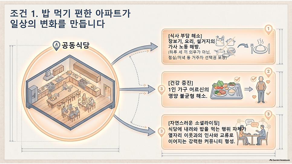 조건 1. 밥 먹기 편한 아파트가 일상의 변화를 만듭니다
