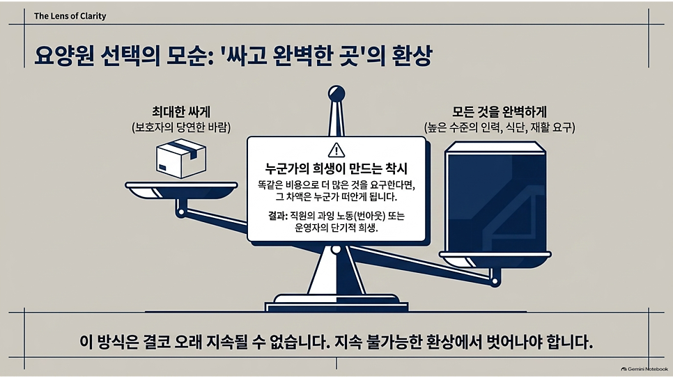 요양원 선택의 모순: 싸고 완벽한 곳의 환상