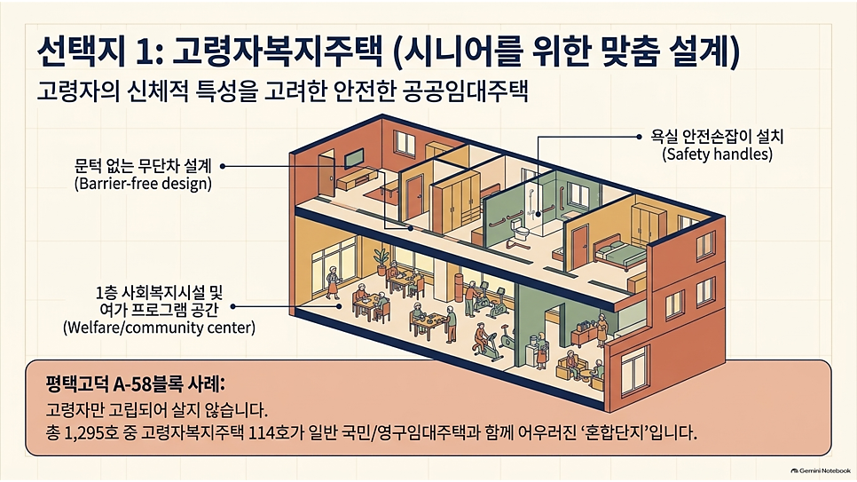 선택지 1: 고령자복지주택 (시니어를 위한 맞춤 설계)