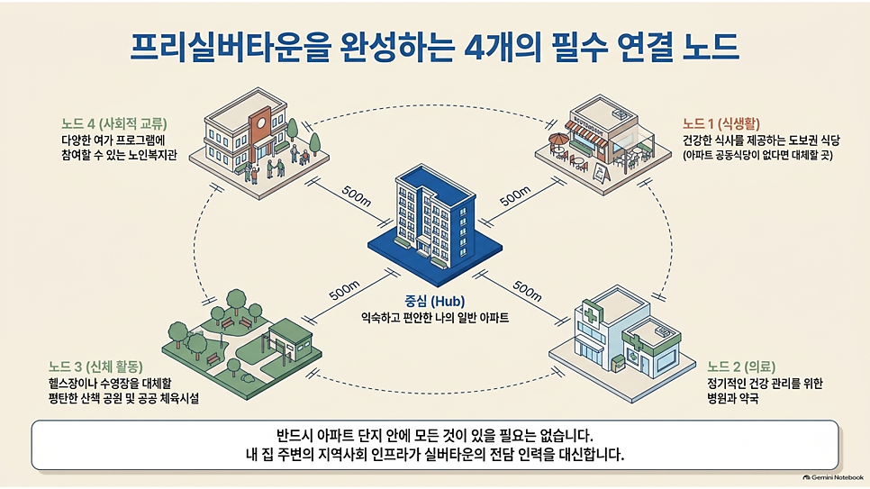 프리실버타운을 완성하는 4개의 필수 연결 노드