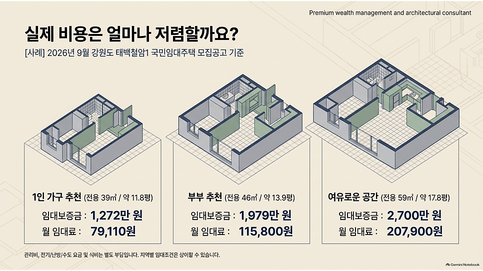 실제 비용은 얼마나 저렴할까요? 태백철암1 국민임대주택 평형별 임대조건