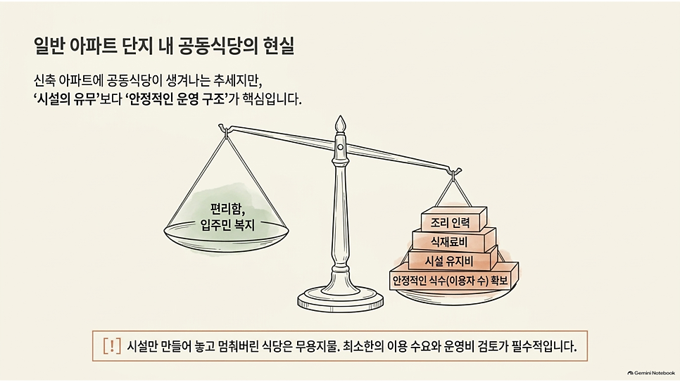 일반 아파트 단지 내 공동식당의 현실
