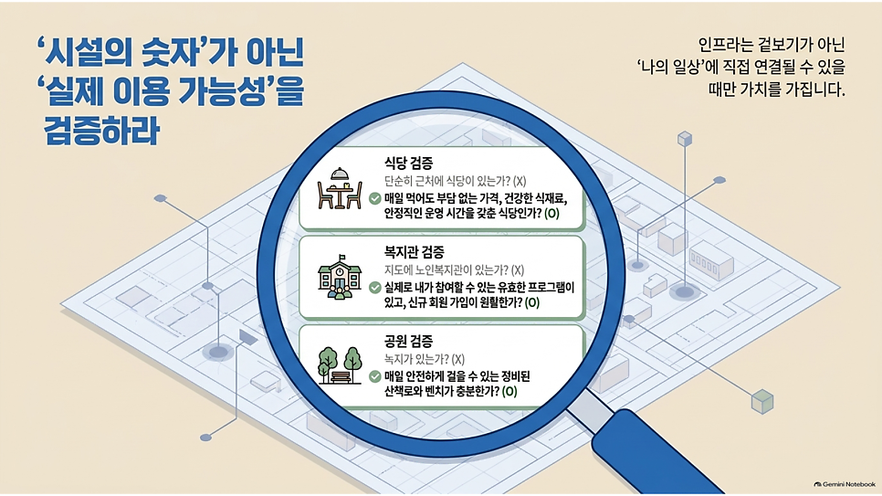 시설의 숫자가 아닌 실제 이용 가능성을 검증하라