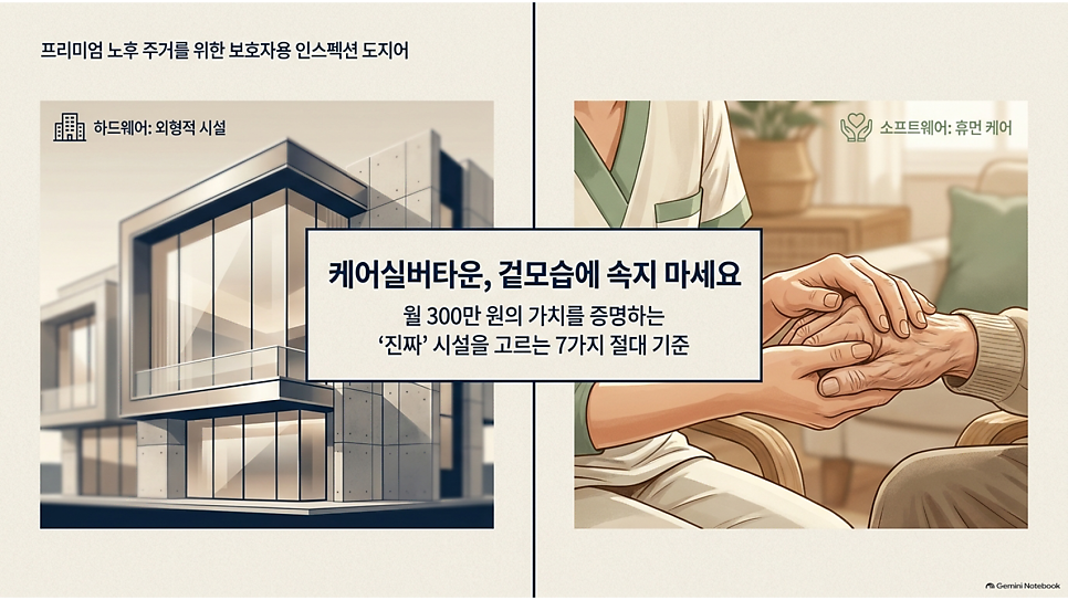 케어실버타운, 겉모습에 속지 마세요: 진짜 시설을 고르는 7가지 절대 기준