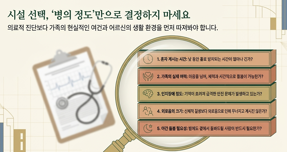 시설 선택, 병의 정도만으로 결정하지 마세요