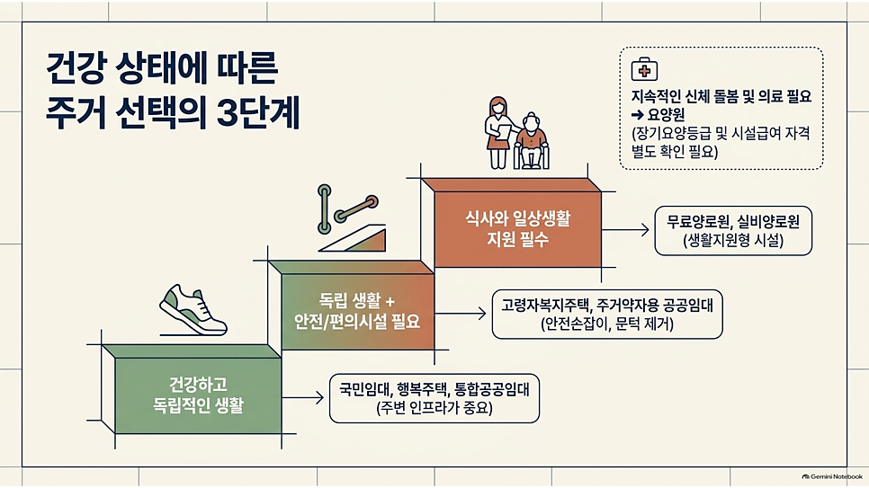 건강 상태에 따른 주거 선택의 3단계