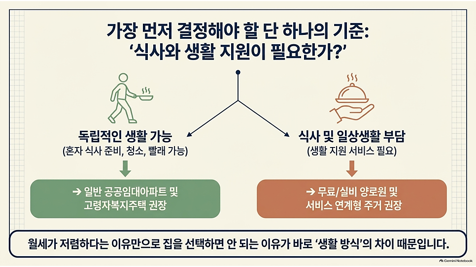 가장 먼저 결정해야 할 단 하나의 기준: 식사와 생활 지원이 필요한가?
