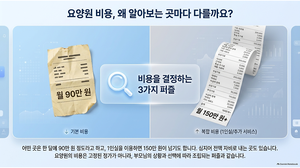 요양원 비용, 왜 알아보는 곳마다 다를까요?