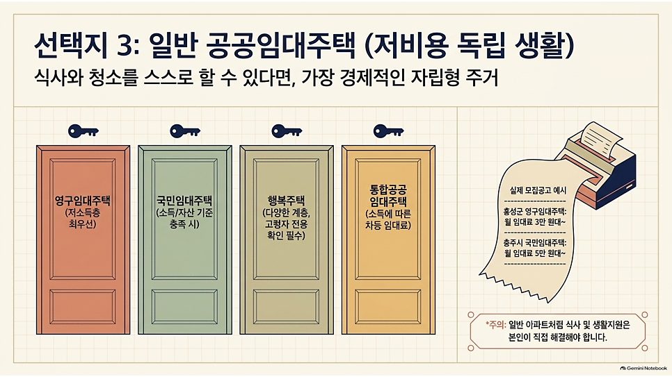 선택지 3: 일반 공공임대주택 (저비용 독립 생활)